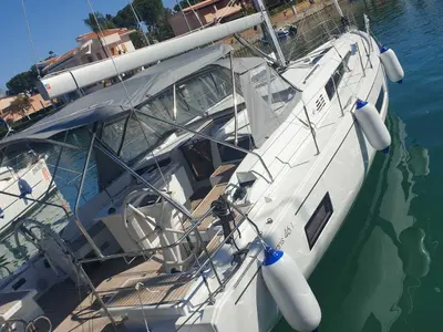 Cockpit of Irene, a Beneteau Oceanis 46.1 sailboat at Cannigione, Italy