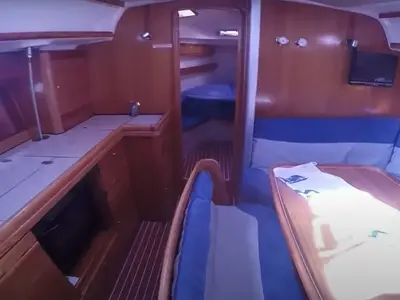 Salon of Orestis, a Bavaria 39 Cruiser sailboat at Municipal Unit of Lefkada, Greece