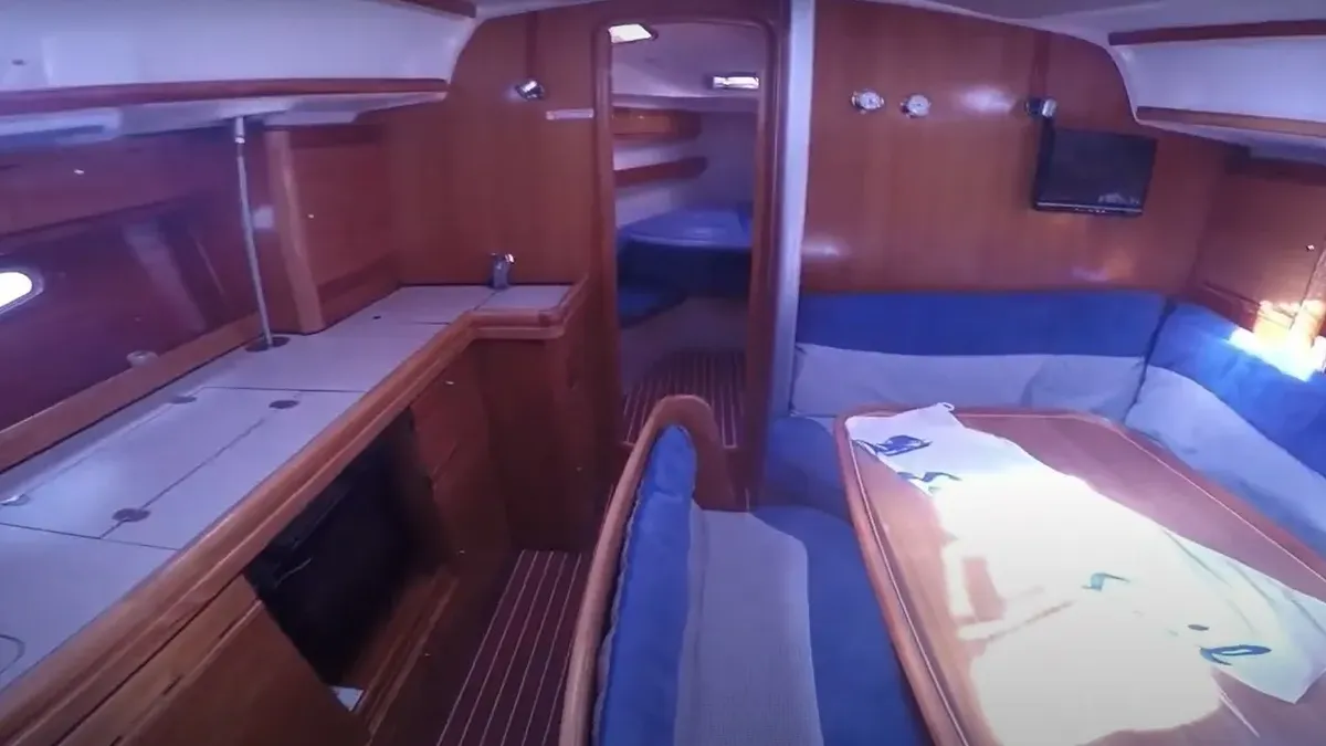 Salon of Orestis, a Bavaria 39 Cruiser sailboat at Municipal Unit of Lefkada, Greece