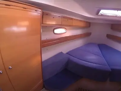 Cabin on Orestis, a Bavaria 39 Cruiser sailboat at Municipal Unit of Lefkada, Greece