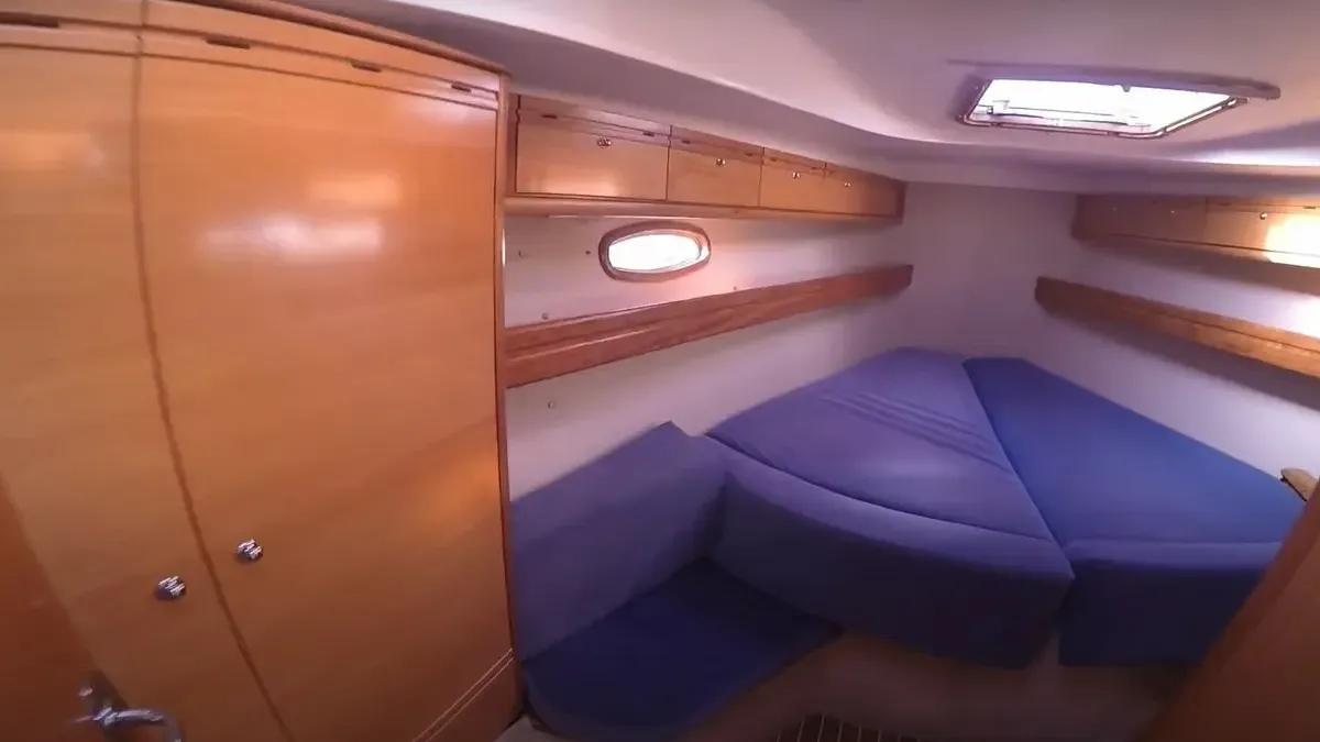 Cabin on Orestis, a Bavaria 39 Cruiser sailboat at Municipal Unit of Lefkada, Greece