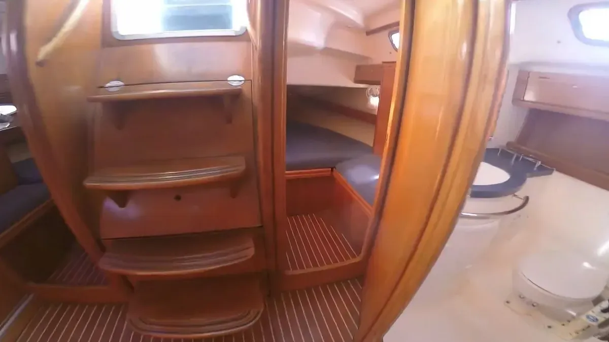 Salon of Orestis, a Bavaria 39 Cruiser sailboat at Municipal Unit of Lefkada, Greece