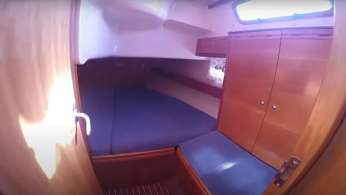 Cabin on Orestis, a Bavaria 39 Cruiser sailboat at Municipal Unit of Lefkada, Greece