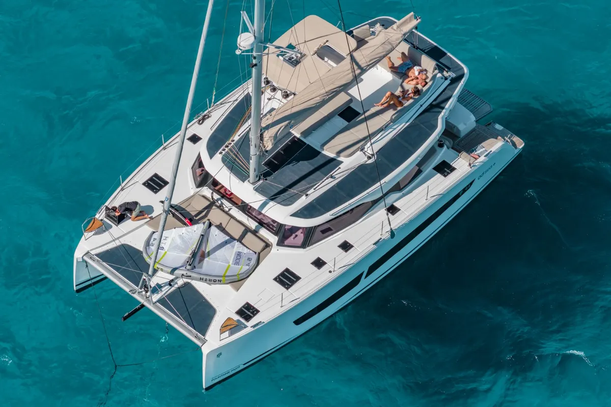 Exterior view of SKYWALKER, a Fountaine Pajot FP 44 catamaran at Seget Donji, Croatia