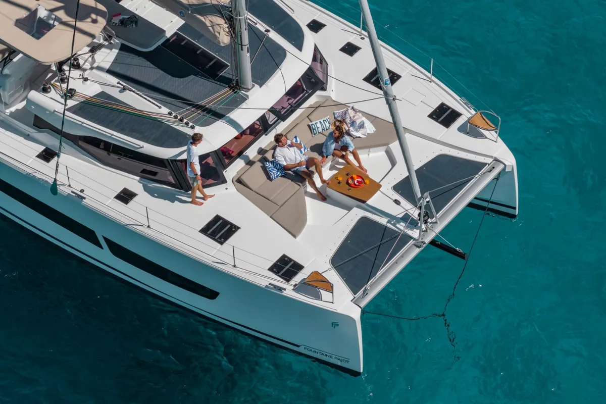 Exterior view of SKYWALKER, a Fountaine Pajot FP 44 catamaran at Seget Donji, Croatia