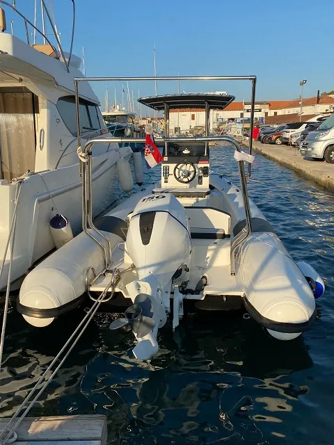 Cockpit of nn, a Falkor Boats Horvat i kćeri d.o.o. RIB Falkor 22 RIB at Grad Šibenik, Croatia