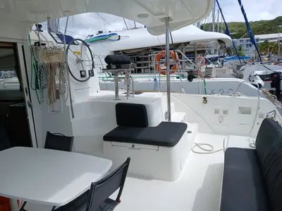 Cockpit of Uiara, a Lagoon 42 catamaran at Alameda, United States