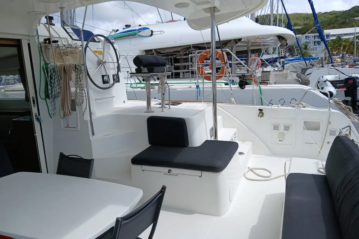 Cockpit of Uiara, a Lagoon 42 catamaran at Alameda, United States