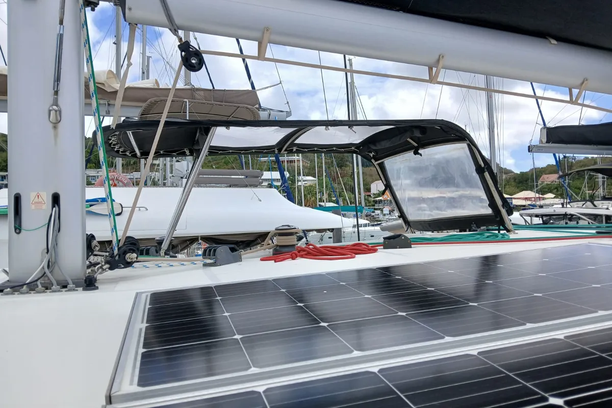 Deck of Uiara, a Lagoon 42 catamaran at Alameda, United States