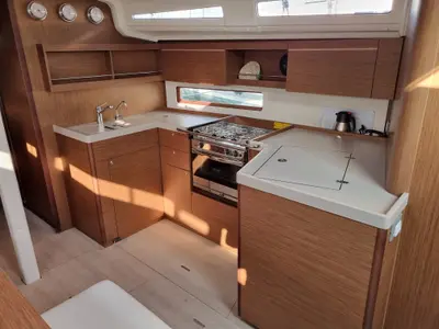Galley of Hadar, a Beneteau Oceanis 40.1 sailboat at Olbia, Italy