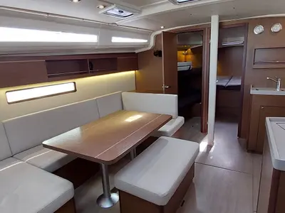 Salon of Hadar, a Beneteau Oceanis 40.1 sailboat at Olbia, Italy