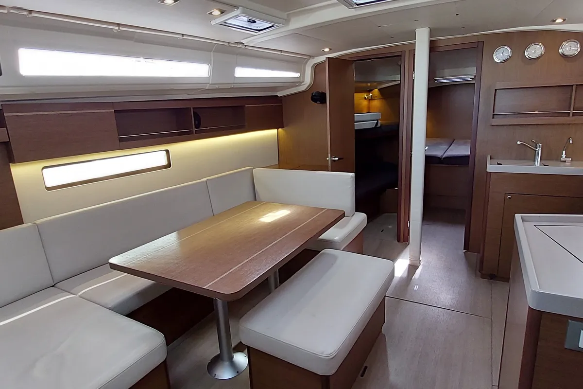 Salon of Hadar, a Beneteau Oceanis 40.1 sailboat at Olbia, Italy