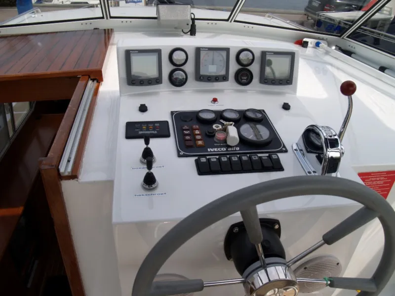 Cockpit of De Drait Renal 40, a motorboat at Drachten, Netherlands