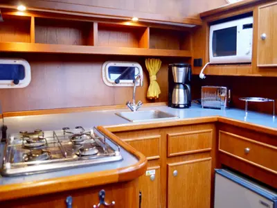 Galley of De Drait Renal 40, a motorboat at Drachten, Netherlands
