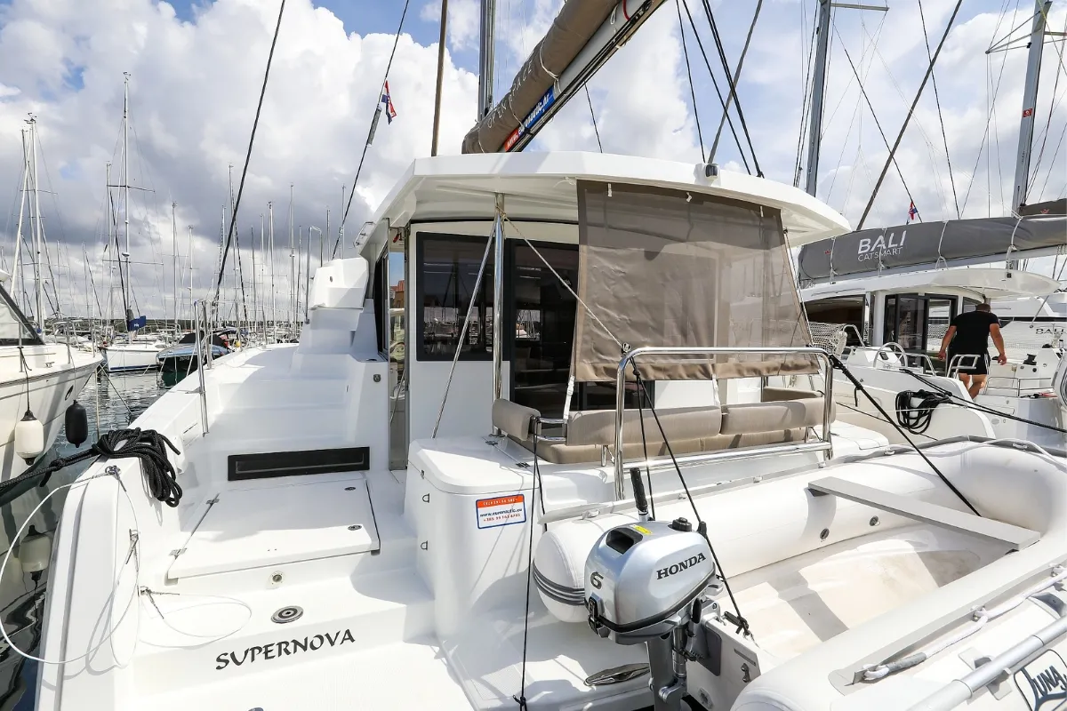 Supernova, a Bali 4.2 catamaran at Grad Biograd na Moru, Croatia