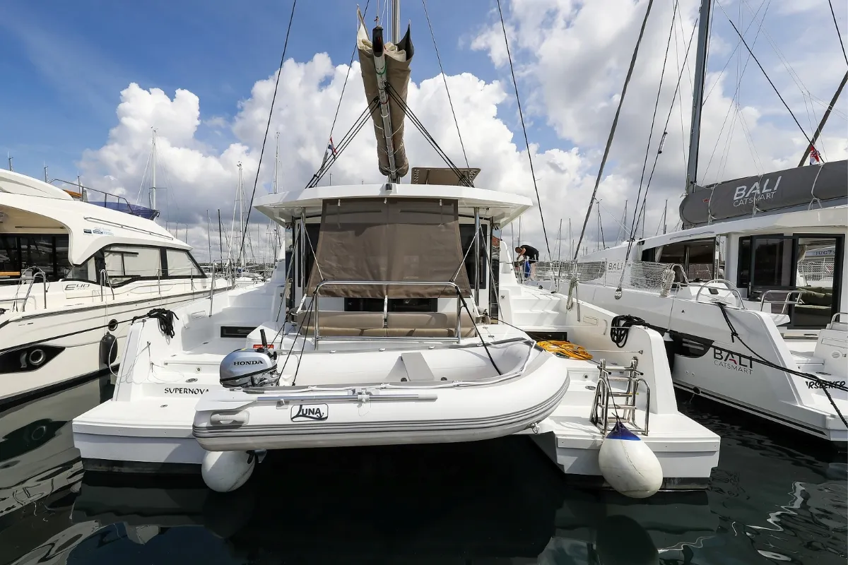 Supernova, a Bali 4.2 catamaran at Grad Biograd na Moru, Croatia