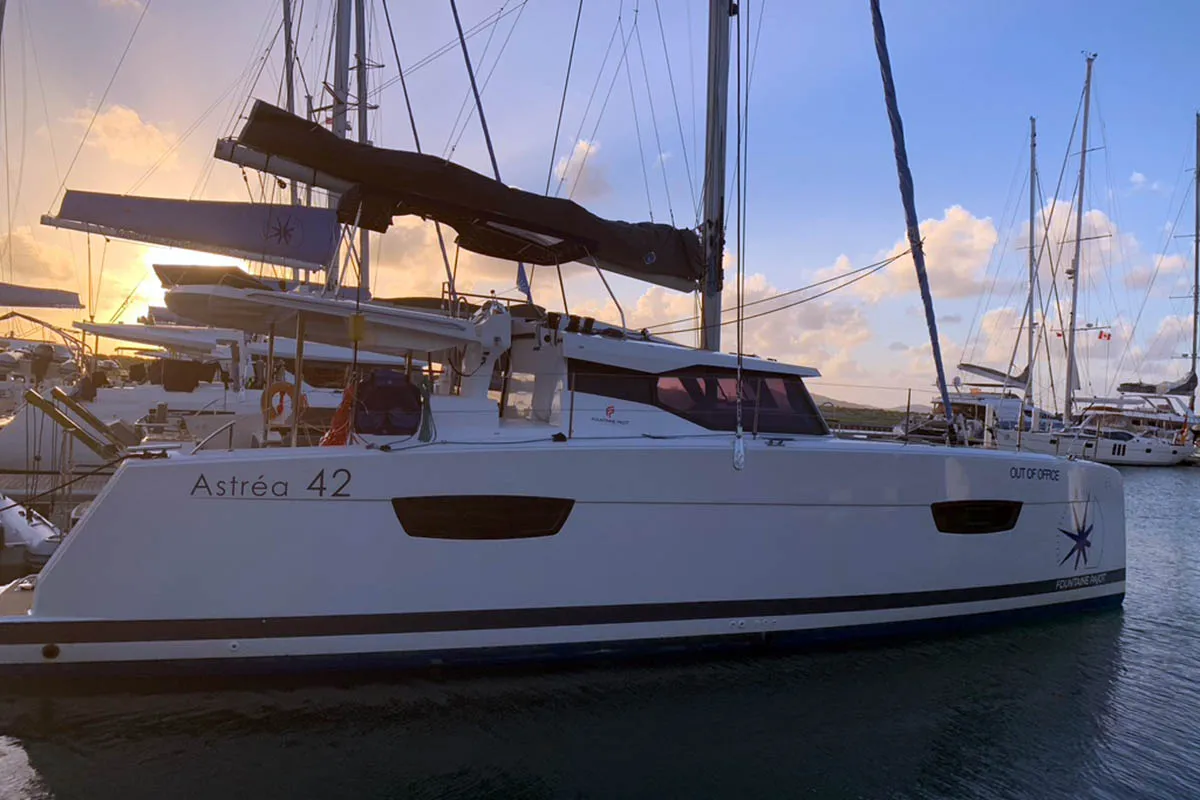 Nauti Mollie (ex. Out Of Office), a Fountaine Pajot Astrea 42 catamaran at Road Town, British Virgin Islands