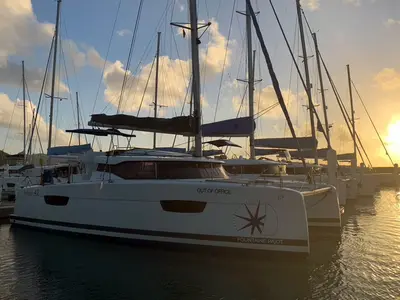 Nauti Mollie (ex. Out Of Office), a Fountaine Pajot Astrea 42 catamaran at Road Town, British Virgin Islands