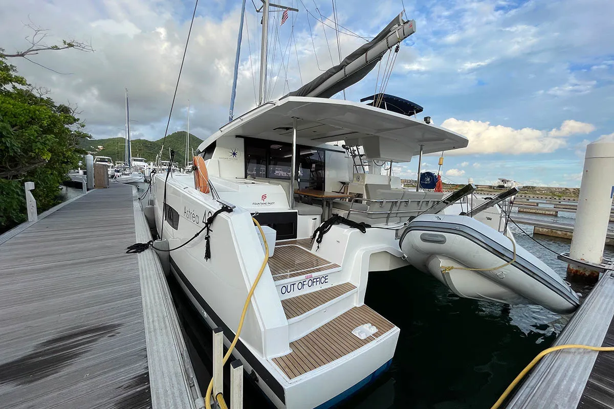 Nauti Mollie (ex. Out Of Office), a Fountaine Pajot Astrea 42 catamaran at Road Town, British Virgin Islands