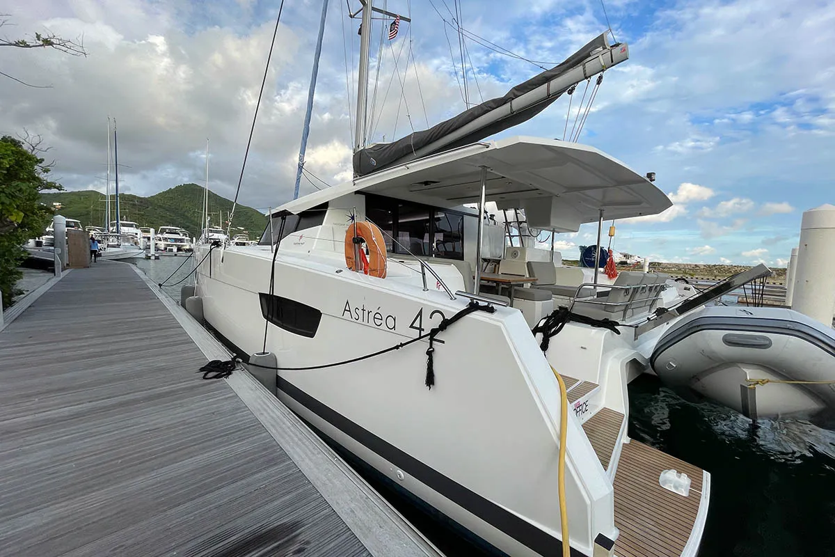 Nauti Mollie (ex. Out Of Office), a Fountaine Pajot Astrea 42 catamaran at Road Town, British Virgin Islands