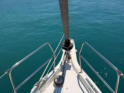 Deck of La Vita e Bella, a Jeanneau Sun Odyssey 490 sailboat at Fethiye, Turkey