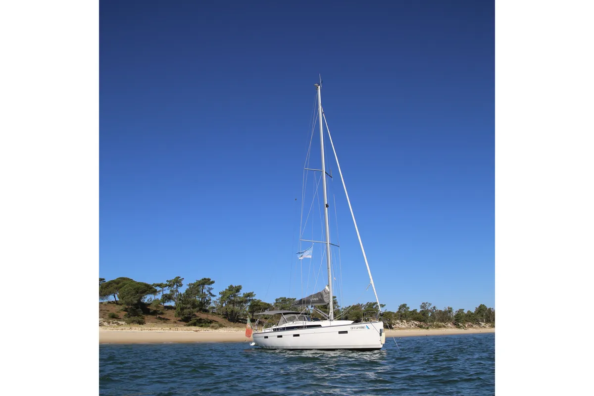 Exterior view of OFFSPRING, a Bavaria 41 Cruiser sailboat at Lisbon, Portugal