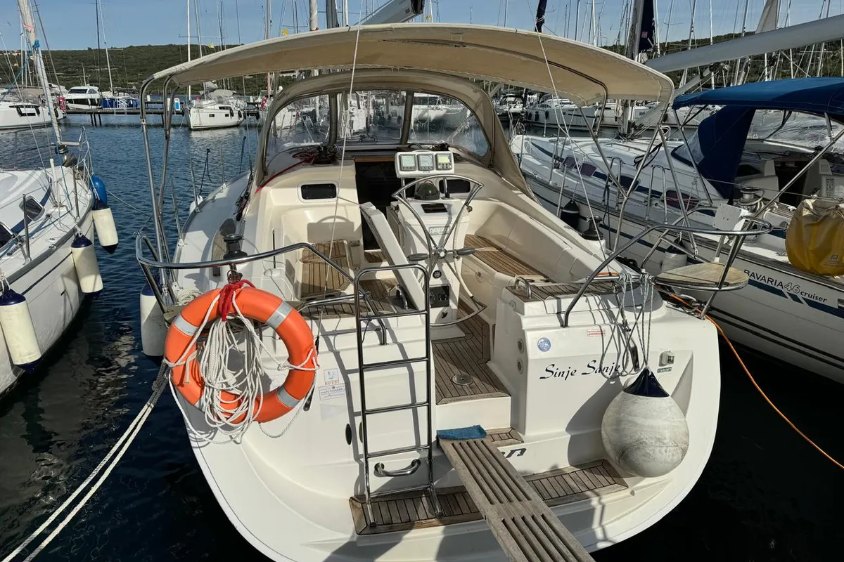 Sinje Sanje, a Elan 384 Impression sailboat at Punat, Croatia