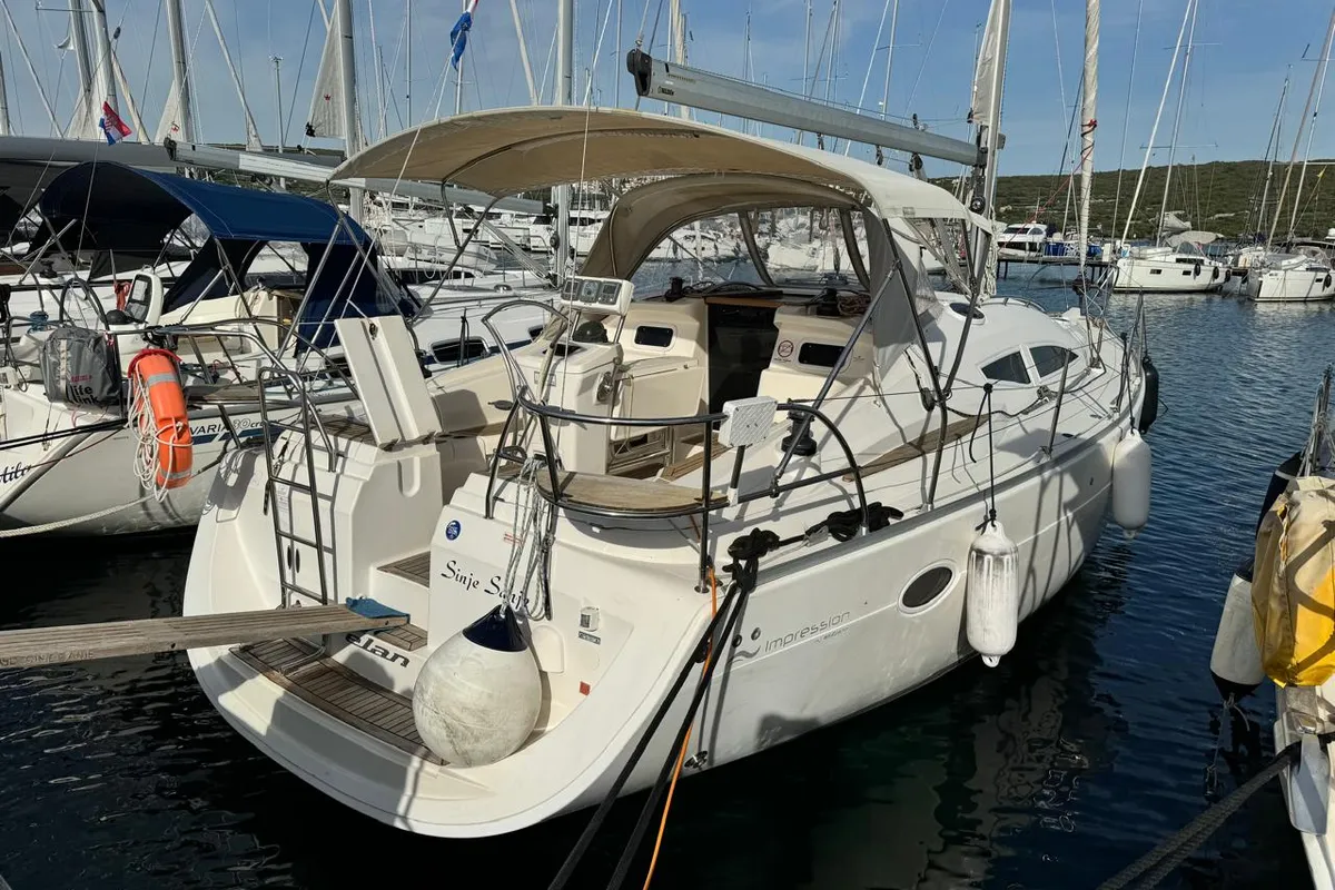 Sinje Sanje, a Elan 384 Impression sailboat at Punat, Croatia