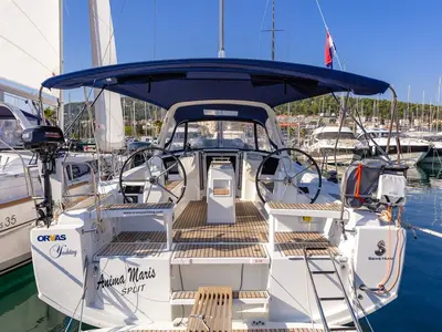 Cockpit of Anima Maris II, a Beneteau Oceanis 38.1 sailboat at Split, Croatia