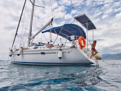 Deck of Classic, a Elan 40 sailboat at Split, Croatia
