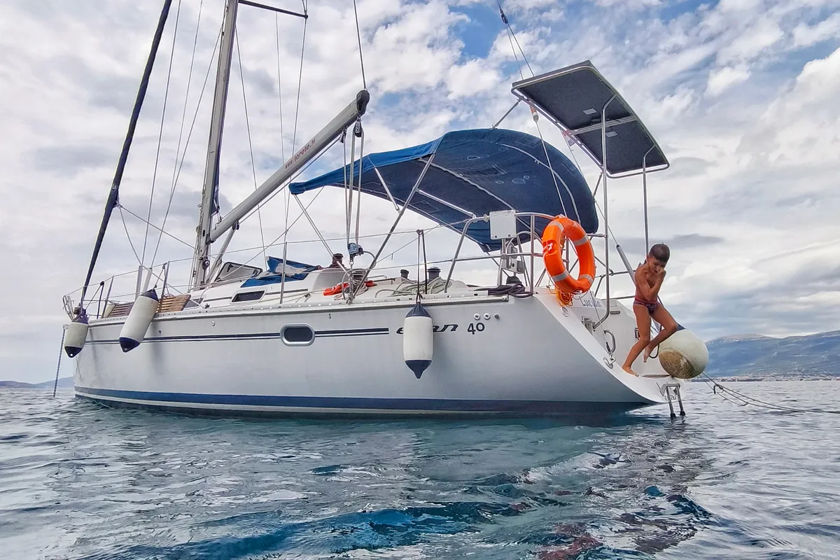 Deck of Classic, a Elan 40 sailboat at Split, Croatia