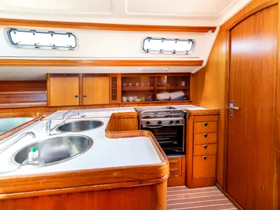 Galley of Classic, a Elan 40 sailboat at Split, Croatia