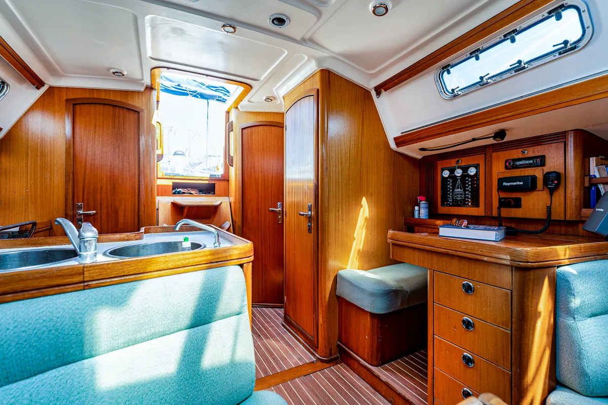 Cockpit of Classic, a Elan 40 sailboat at Split, Croatia
