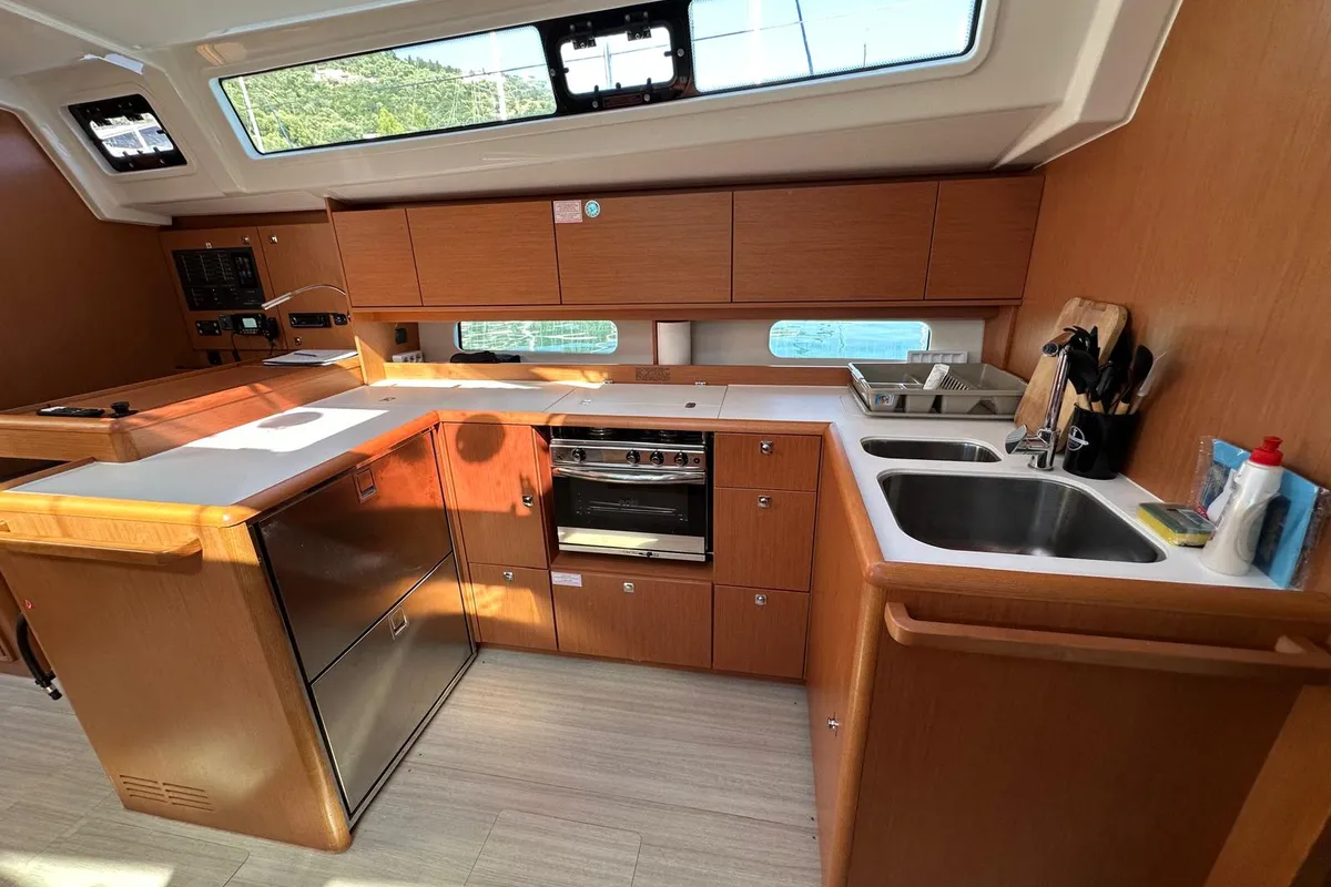 Galley of 461 OCEAN BOULEVARD, a Bavaria C46 sailboat at Municipal Unit of Apollonioi, Greece