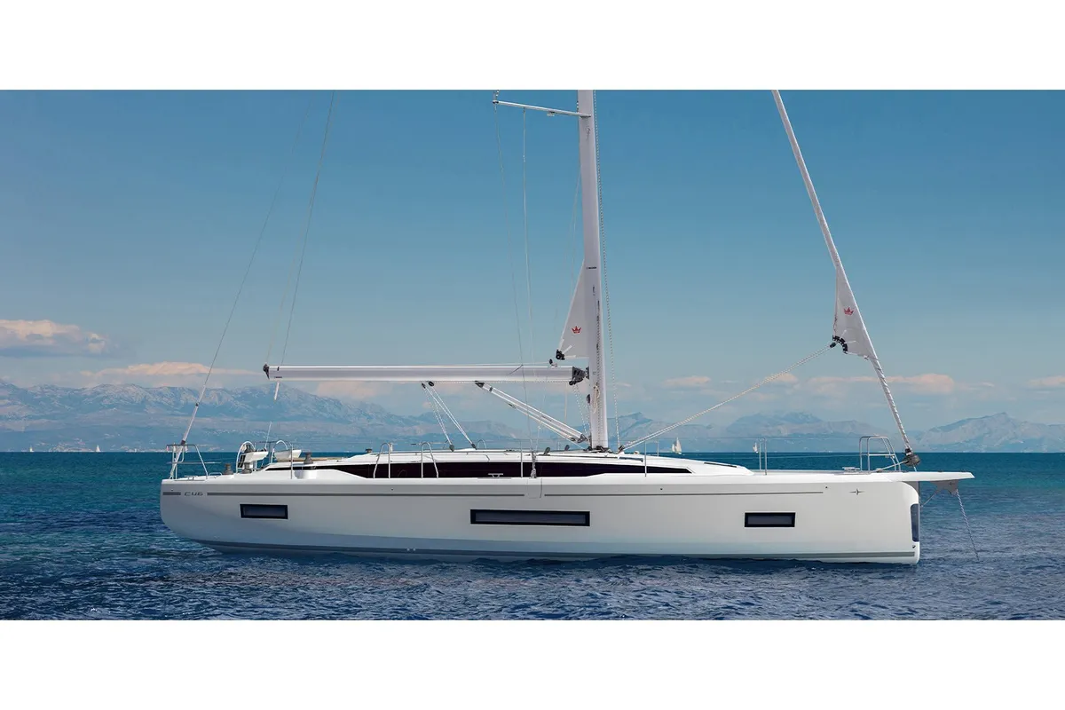Exterior view of 461 OCEAN BOULEVARD, a Bavaria C46 sailboat at Municipal Unit of Apollonioi, Greece