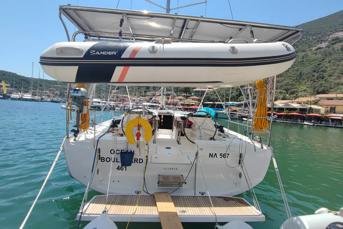 Exterior view of 461 OCEAN BOULEVARD, a Bavaria C46 sailboat at Municipal Unit of Apollonioi, Greece