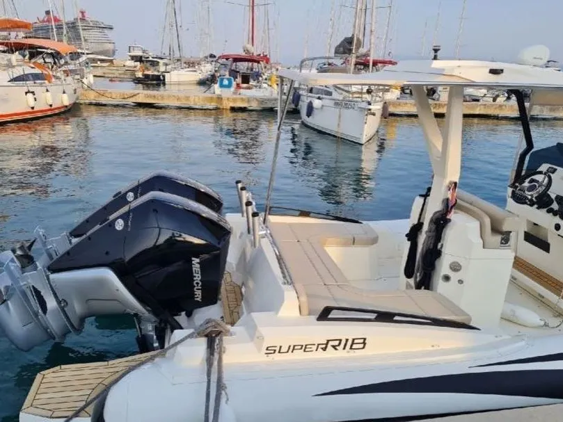 Deck of SuperRIB 9, a Gulet Super RIB 45 motorboat at Split, Croatia