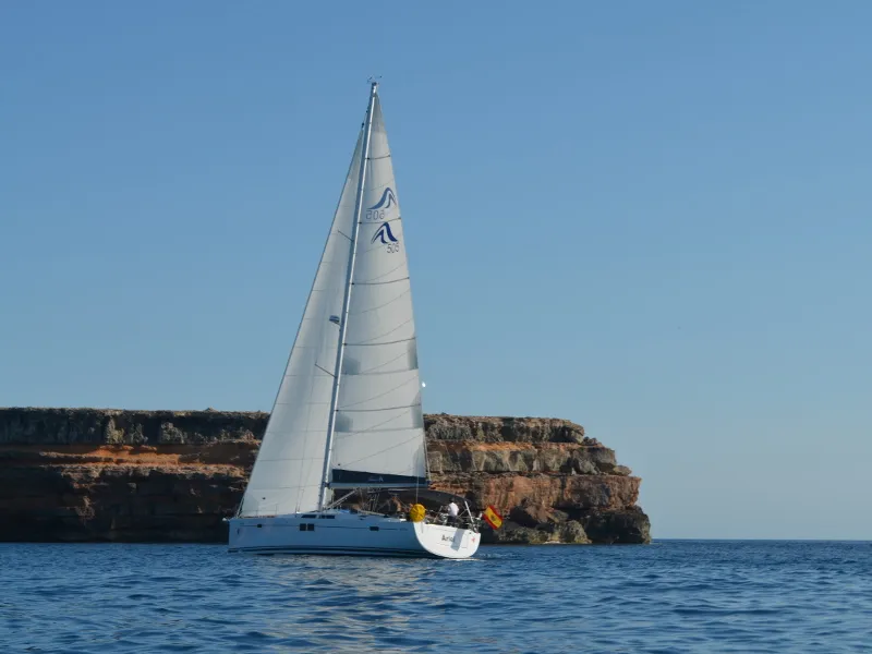 Ariel, a Hanse 505 sailboat at Ibiza, Spain