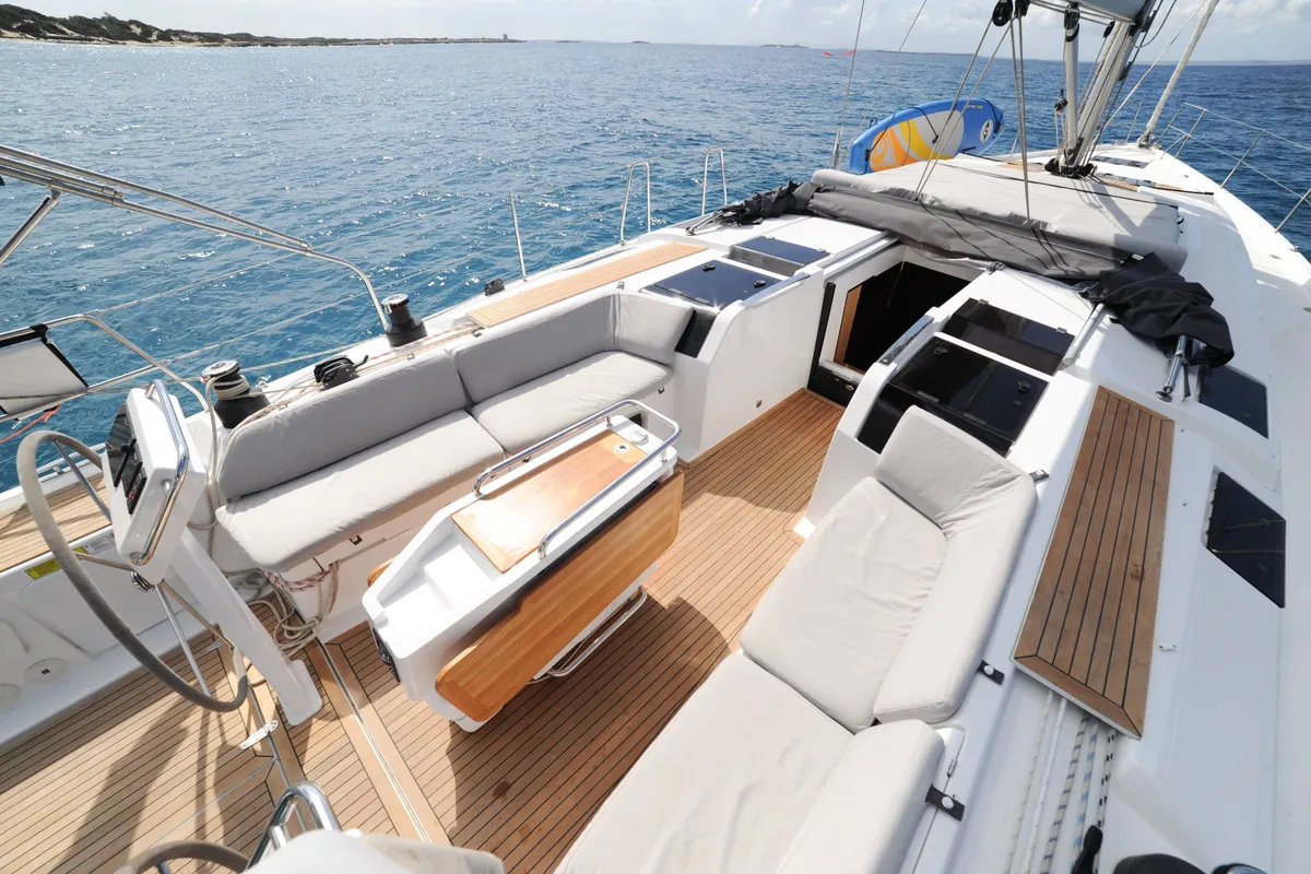 Ariel, a Hanse 505 sailboat at Ibiza, Spain