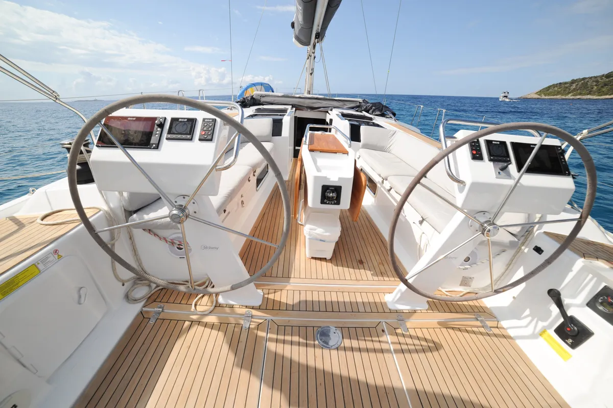 Ariel, a Hanse 505 sailboat at Ibiza, Spain