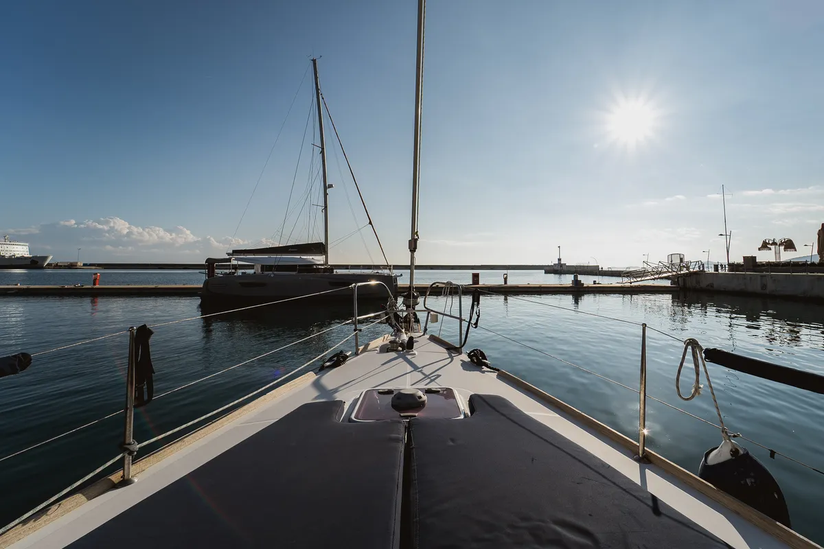 Deck of Pain Killer, a Beneteau Oceanis 46 sailboat at Kavala, Greece