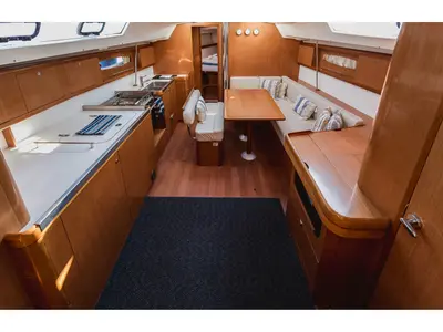 Salon of Pain Killer, a Beneteau Oceanis 46 sailboat at Kavala, Greece
