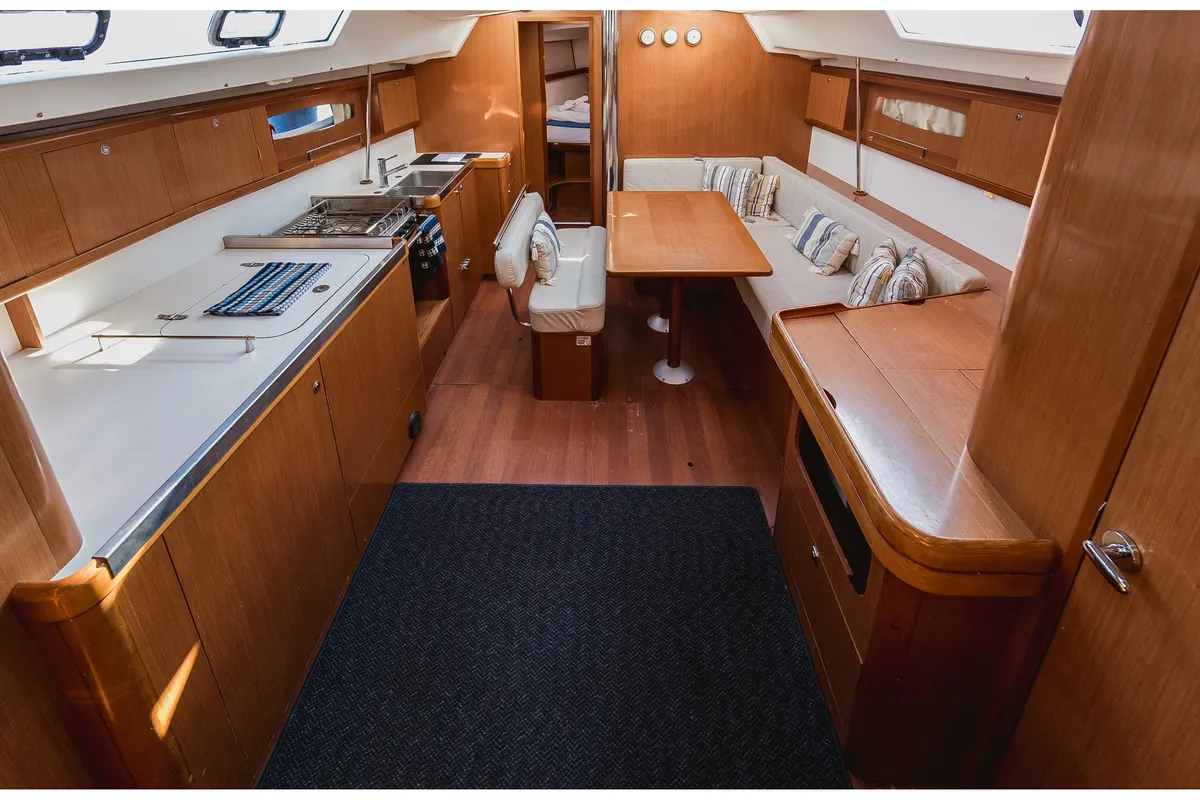 Salon of Pain Killer, a Beneteau Oceanis 46 sailboat at Kavala, Greece