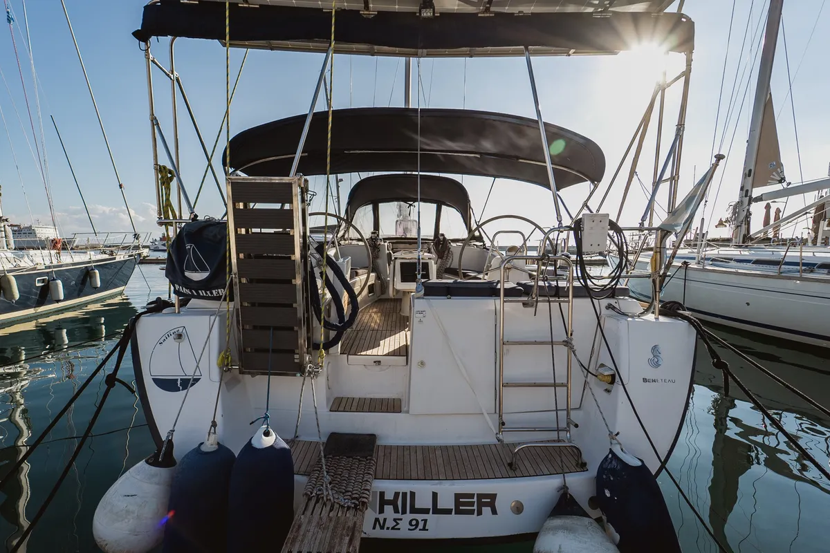 Exterior view of Pain Killer, a Beneteau Oceanis 46 sailboat at Kavala, Greece