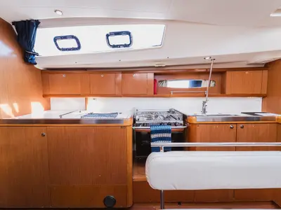 Galley of Pain Killer, a Beneteau Oceanis 46 sailboat at Kavala, Greece