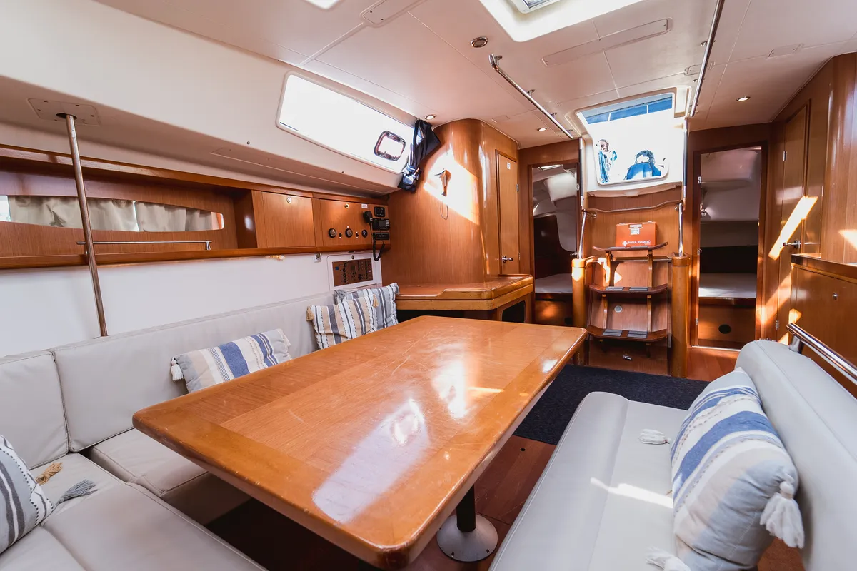Salon of Pain Killer, a Beneteau Oceanis 46 sailboat at Kavala, Greece