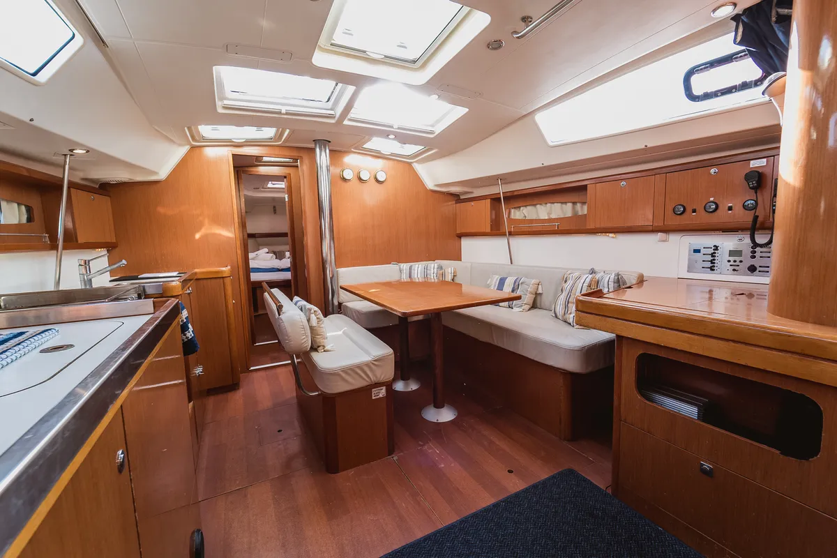 Salon of Pain Killer, a Beneteau Oceanis 46 sailboat at Kavala, Greece
