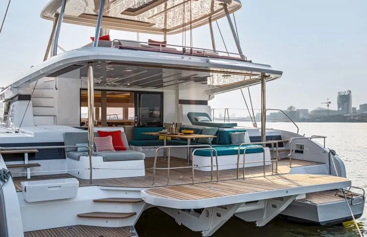 Deck of Verina Star , a Lagoon 55 catamaran at Athens, Greece