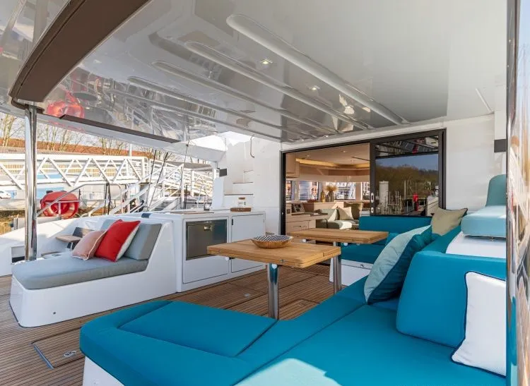 Deck of Verina Star , a Lagoon 55 catamaran at Athens, Greece