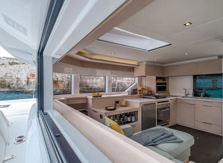 Galley of Verina Star , a Lagoon 55 catamaran at Athens, Greece